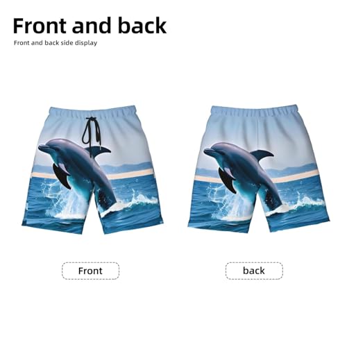 Jumping up Dolphins Youth Beach Pants, Soft and Breathable, with Drawstring Waist, Suitable for Sports and Leisure.2