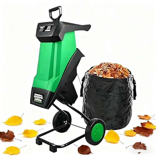 SIEEOUR 2400w Astilladora De Madera Eléctrica, Triturador De Jardín Con Ancho De Corte 40mm, Bolsa De Recogida Desmontable 50l, Para Manejo De Residuos De Jardín Y Césped