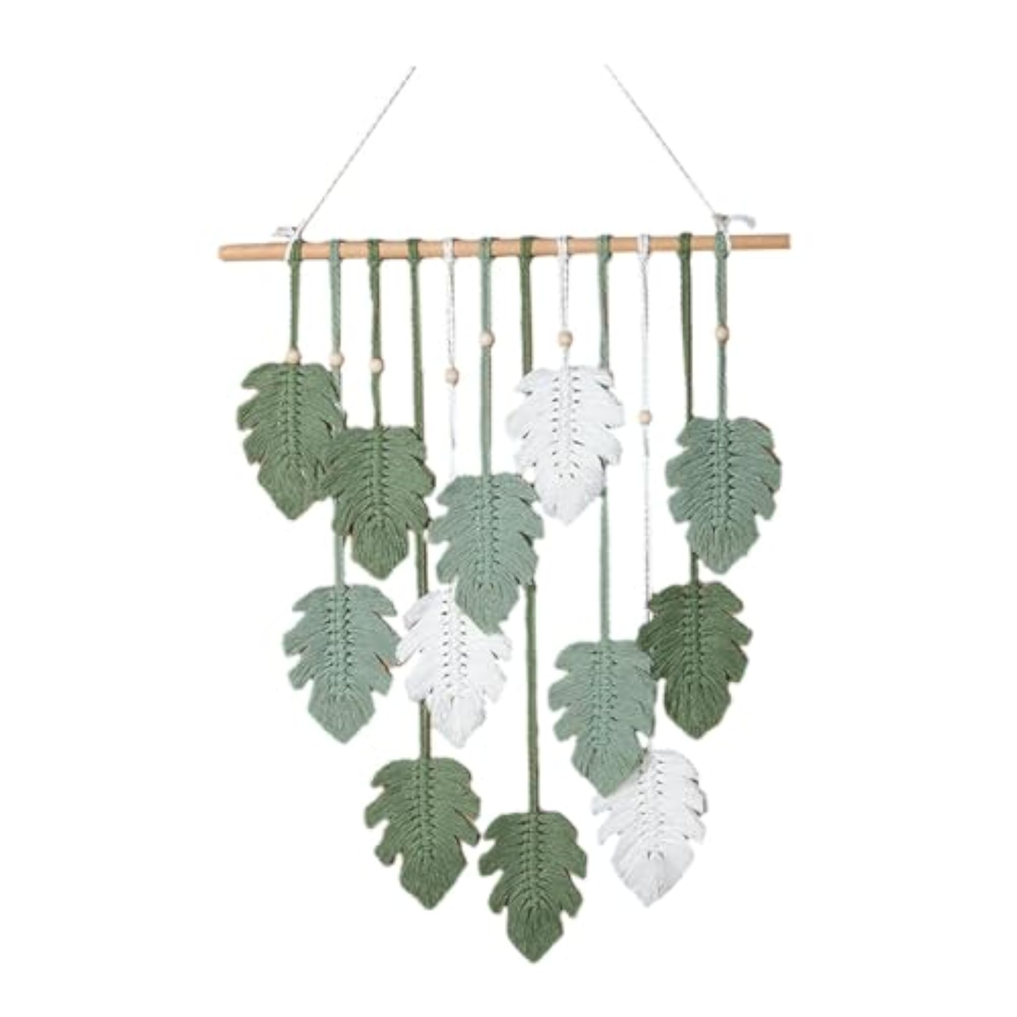 Leaves Macrame Wall Hanging Boho Leaf Tassels Green