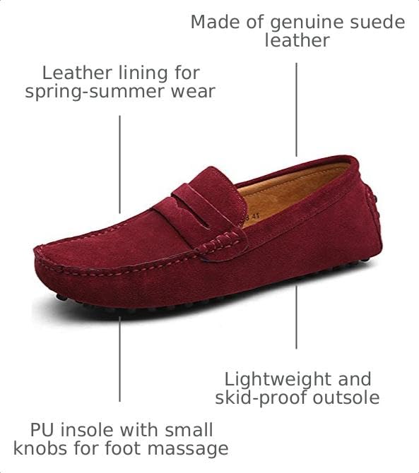 Image of ANUFER Men's Suede Leather Penny Loafers Moccasin Slippers