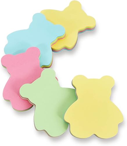 Miniatura 1 de Vuzvuv 500 hojas de notas adhesivas de 3 x 3 pulgadas, multicolor en forma de oso pequeño, notas adhesivas coloridas, divertidas y bonitas,