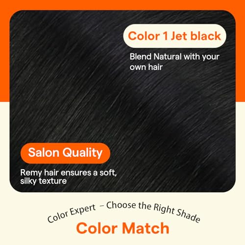 Image of Full Shine Clip in Extensions, Jet Black, Added Length