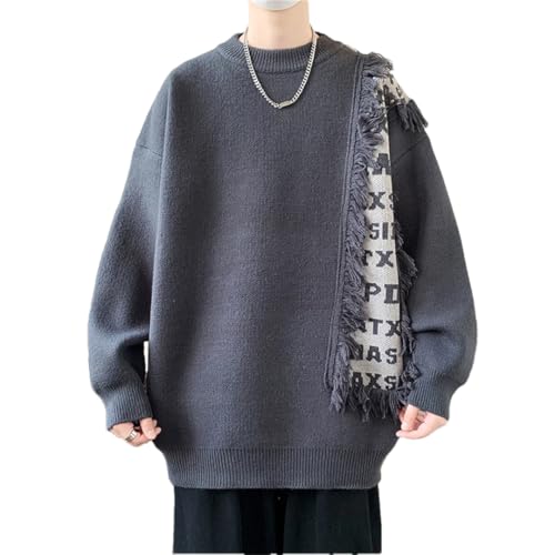 Mens Sweater Winter Round Neck Long-Sleeved Knitted Pullover Casual Loose Sweater