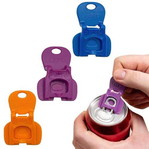 3 Pieces Manual Easy Can Opener, Beer Can Opener Beverage Can Top Ring Opener Tool, Soda Can Cover Can Openers for Pop, Coke, Beer, Soda, Aluminum Beverage