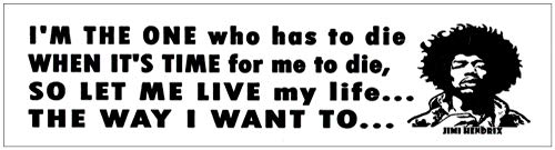 I'm The One Who Has to Die When It's Time for Me to Die, So Let Me Live My Life The Way I Want toâ€¦ Jimi Hendrix - 2 Mini Stickers/Decals (3