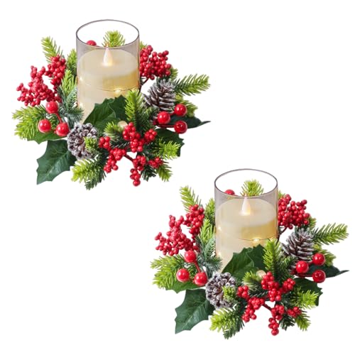 Kerzenring Weihnachten,2er Kerzenkranz Weihnachten Kerzenringe für...