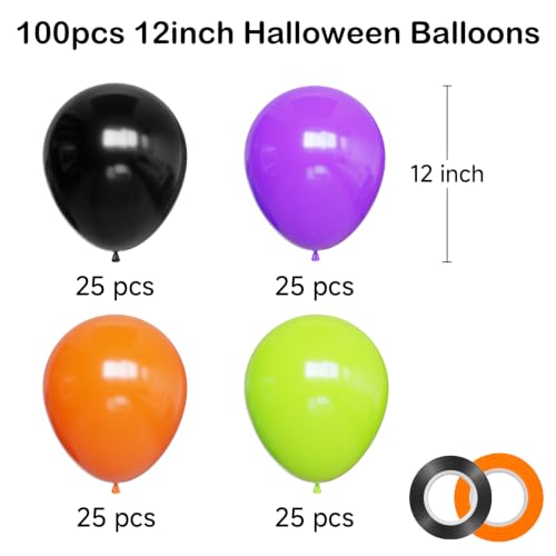 Image of YMSZ Halloween Party Balloons, 12Inch 100pcs Halloween Party Supply