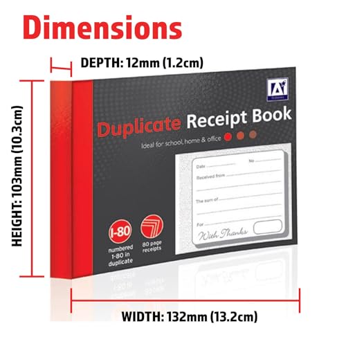 Duplicate Receipt Books Pack 3 Small Business - Invoice Pad Self Employed - Cash Receipt Book Carbon Paper - 80 Numbered Pages Microperforated Tear-Out Sheets - Image 4