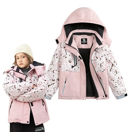 Simplee kids Girls Waterproof Ski Snow Jacket Fleece Raincoat Colorful Winter Coat Warm Hooded