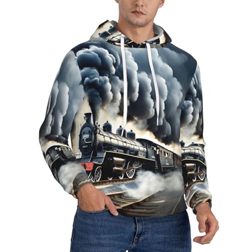 Pull homme train à vapeur avec cordon de serrage pour se protéger du vent frais