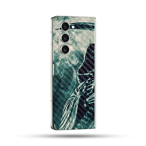 Image of MightySkins Carbon Fiber Skin Compatible With Samsung Galaxy Z Fold 5 Full Wrap - Symbol Of Death | Protective, Durable Textured Carbon Fiber Finish | Easy To Apply and Change Styles | Made in the USA
