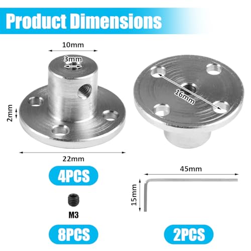 4 Stück Flansch Kupplung für Wellenkuppler für Modellbaumotoren, Flanschkupplung Wellenverbinder, Kupplung Flansche, Modellmotoren Verbinder, für DIY RC Motoren Wellenkuppler (Innendurchmesser 3mm)