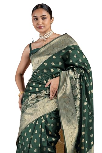 Image of Subham Women Saree Chandrakor Paithani Silk Cotton | Soft Daily Wear Golden Zari Sari with Unstitched Blouse