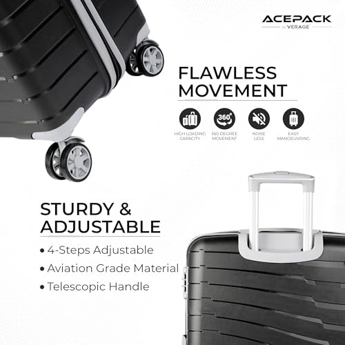 Image of ACEPACK - STARLINK Set Of 3 Pieces (Small + Medium + Large) Trolley Bag, Lightweight Luggage Suitcase With Spinner 8 Wheel, Unbreakable Polypropylene Hard Shell, In-Built Number Lock, 3 Years Warranty
