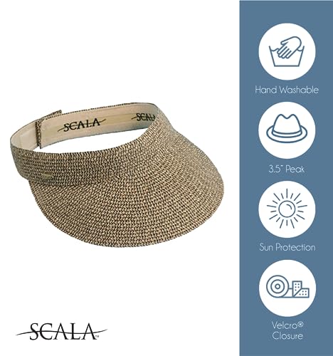 Scala Women's Paper Braid Visor, Toast, One Size