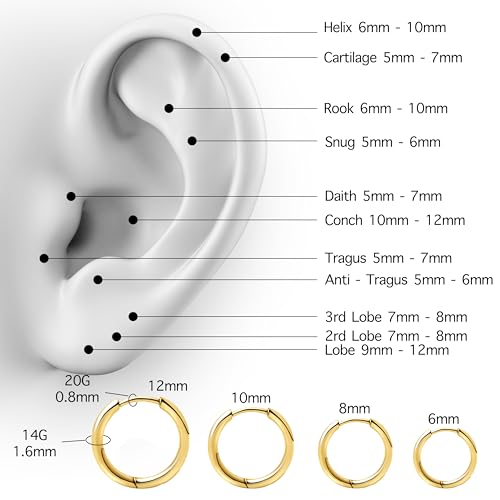 Image of Small Gold Huggie Hoop Earrings Set for Women Men Hypoallergenic 14K Plated Stack Cartilage Earrings, Sterling Silver Multiple Piercing Lightweight Mini Thin Cute Dainty Trendy Jewelry Gifts for Women