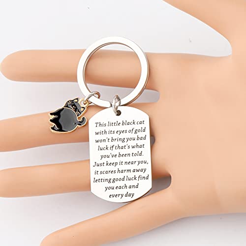 Bleouk Black Cat Keychain Lucky Charm Keychain Black Cat Themed Gifts Good Luck Cat Gift (Little Black Cat) #TOP3