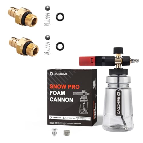 Raincovo Chemical Injector Kit, Soap Injector for Pressure Washer, Foam Cannon Wide Mouth for Pressure Washer, Thick Snow Foam Lance for Car Wash, Additional 1.1mm Orifice Nozzle