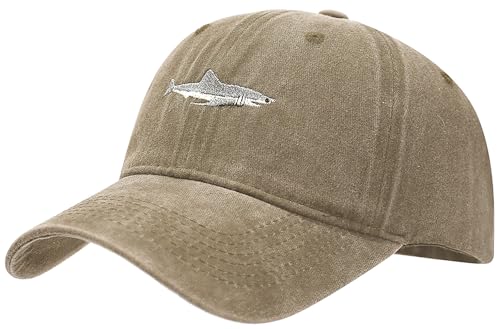 Image of Malaxlx Shark Khaki Baseball Cap for Men Women Adjustable Casual Snapback Dad Hat for Outdoor Sport