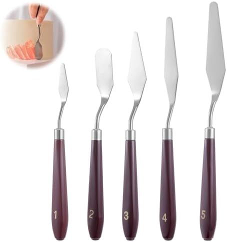 5 Pcs Cake Cream Spatula, Stainless Steel Cake Apatula Palette Kn...