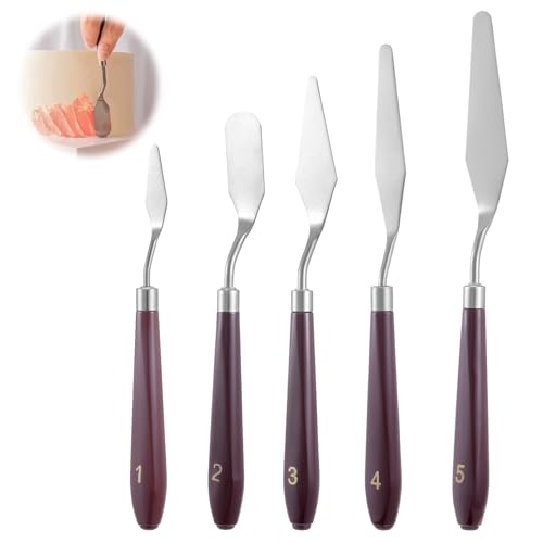 5 Pcs Cake Cream Spatula, Stainless Steel Cake Apatula Palette Knife Offset Spatula Baking Pastry Tool for Cakes Fondant Chocolate by Xelsluthe - Used condition - US$6.23