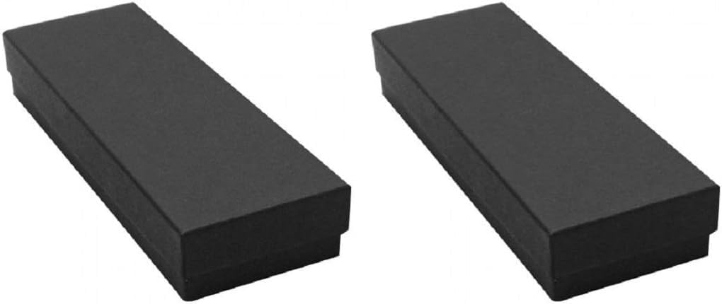RJ Displays 16 Matte Black Color Cotton Boxes Jewelry Bracelet, Watches, Necklace and Anklet Gift Displays 8" x 2" (Pack of 2)