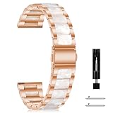 MaEiol 22mm Bracelet Métal pour Xiaomi Watch S4 /S4 Sport/Xiaomi Redmi Watch 5 Active /5 Lite, Bracelet Montre Résine Acier Inoxydable pour Hommes Femmes   Or Rose + Rose