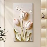 Kreative Wandskulptur aus Steingut, bezaubernde Blumendekoration, einfache Kunst, trendige Malerei, ideal für Eingangsbereich und Wohnzimmer (Rosa, 59 x 100 cm)