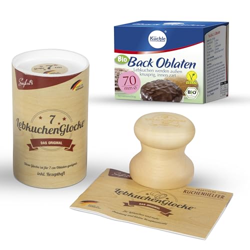 Hochwertiges Backset | Original Lebkuchenglocke und Backoblaten | Lebkuchenformer für saftige Lebkuchen - 7cm