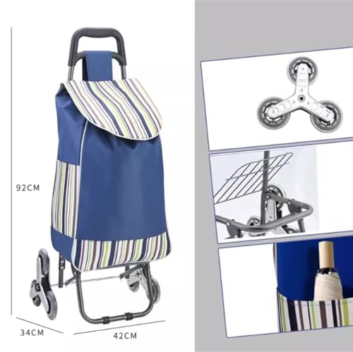 BOGAZY Einkaufstrolley Einkaufswagen Einkaufstrolley Auf Rädern, Faltbar, Kompakt, Mit Abnehmbarer Tasche, wasserdichte Einkaufstüte, Push-Pull-Wagen Einkaufstrolley Klappbar(Grün) – Bild 3