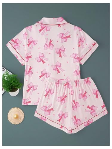 Image of Verdusa Pajamas For Women Set 2 Piece Summer Pajama Sets Cute Pjs Lounge Matching Button Shirt with Shorts