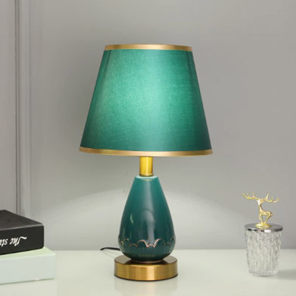 Mengjay E27 Tischlampe, Tischleuchte, Nachttischlampe aus Keramik,Nachttisch Lichtdekoration Schreibtischleuchten,Leichter Körper Tuch Lampenschirm Schlafzimmer Wohnzimmer Tischlampe (B)