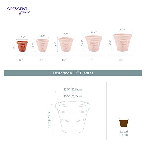 Crescent Garden Festonada, Large Flower Planter, 12-Inch (Rust) #TOP1