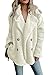 EFOFEI Femme Hiver Fausse Fourrure Polaire Outwear Mode Hiver Chaud Peluche Blouson Manches Longues Automne Hiver Veste Polaire Blanc L