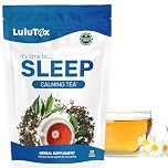 Lulutox Sleep Tea, Chamomile Lemon Balm Valerian Root Lavender Saffron Tea Bags, Calming Night Time Bedtime Tea for Stress, Anxiety, Menopause & Hormone Balance, 28 Caffeine Free Pyramid Tea Bags