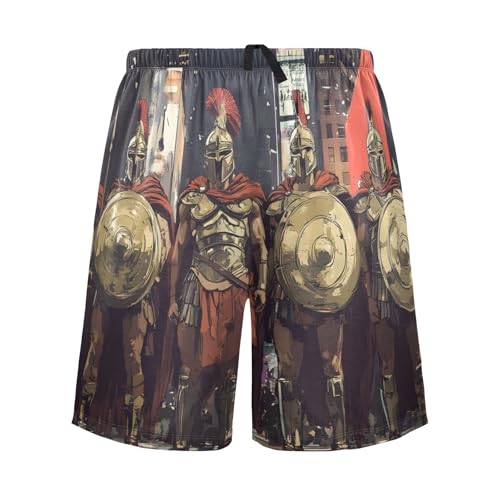 Spartan in Modern Men's Sleep Shorts Pajama Pants with Side Pockets Elastic Waistband Drawstring S