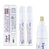 Sipa Jumbo White Paint Markers Pens, 2 Pack Oil Based Chisel Tip Permanent Paint Pens, Quick Drying & Waterproof Markers for Rocks Wood Metal Plastic Canvas Glass Shoes, Gifts for artists, kid