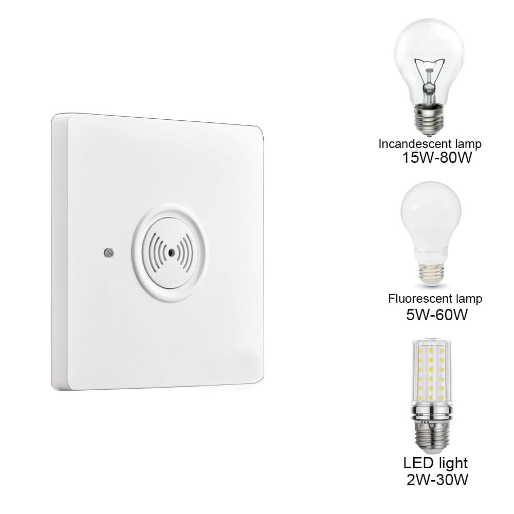 Gebildet 2Stück Klatschton-aktivierte Schalter,Sprachlicht Klatschton Steuerungsschalter,kabellose Wand Klangaktivierungsschaltersteuerung für Schlafzimmer,Küche,Dachboden,TV-Geräte,12~250V/1Ampere
