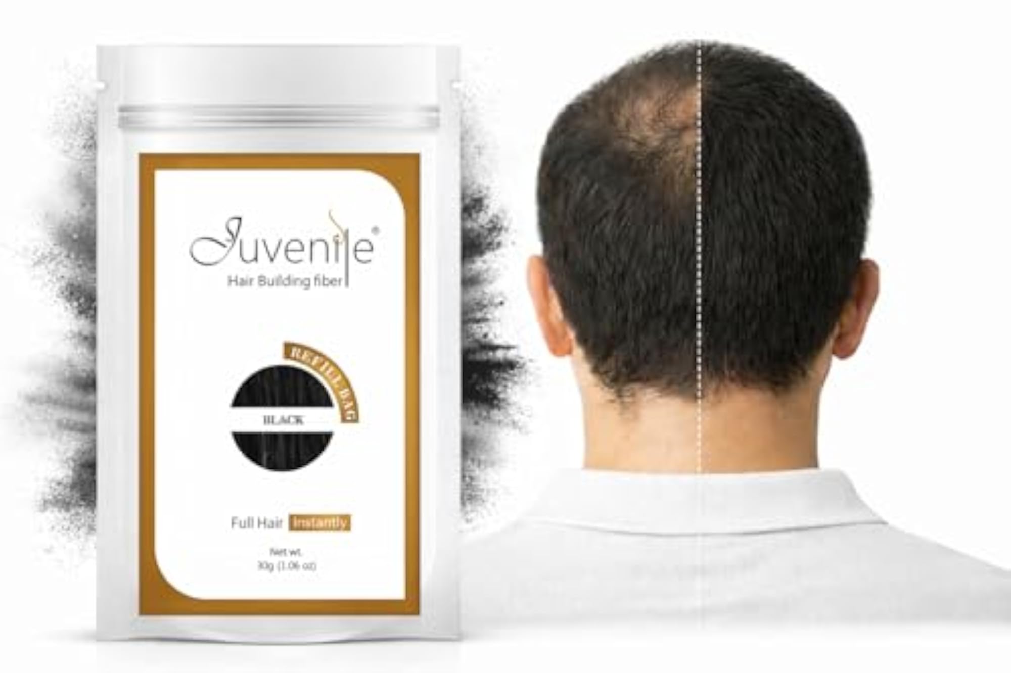 Hair Building Fiber, Black Powder Based Solution