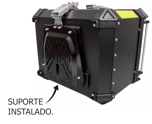 Bau Bauleto 55 Litros da marca ATROX Alumínio Traseiro Moto Com Base Forro Couro Universal