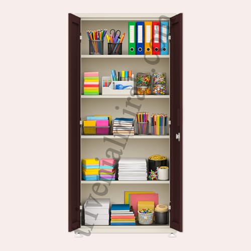 Image of Triveni almirah SHELF-26 | 10-Year Guarantee on Paint and Lock| Dual-Door Office Steel Almirah with 5 Fixed Shelves & Powder-Coated Finish (36-Inch Width)