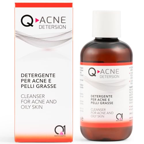 Q1 Q Acne Detersion, Sapone Detergente con Acido Salicilico, Trattamento Brufoli e Punti Neri | per Pelle Grassa che Rimuove Sebo e Impurità, per Pulizia Viso 200ml