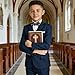 Txjojn Navy Boys Formal Suit 6 Piece Adjustable Waist Real Pockets Full Lined Fabric Suitable for Daily Use Fashion Show Grand Holiday Baptism Size 13-14