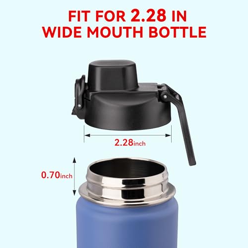 Image of Auto Flip Spout Lid Replacement for Hydro Flask Wide Mouth 12 /18 /24 /32 /40oz | Button Lock Water Bottle Lid with Carry Handle, BPA Free Wide Mouth Cap Compatible with Iron Flask, Bubba, Simple Modern
