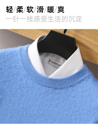Men's Wool Sweater Round Neck Pullover 100 Percent Solid Mink Cashmere Knitting Sweater2