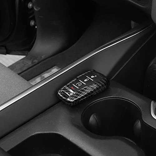 Image of RAZPOY for RAM Key Fob Cover, Carbon Fiber Remote Control Cover Smart Key Protector Key Case Shell Holder for 2018-2023 Dodge RAM 1500 2500 3500 Accessories, ABS