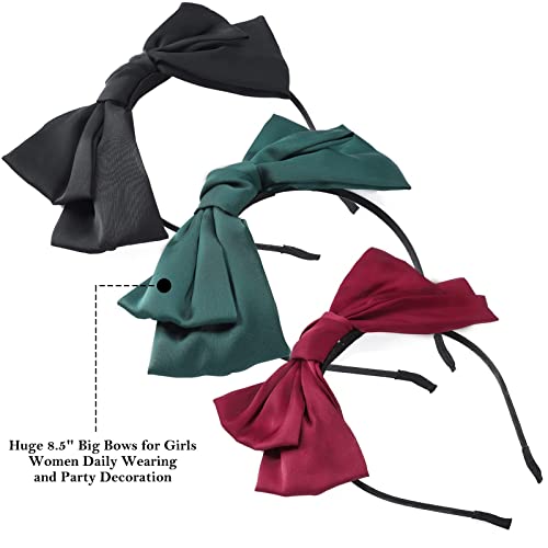 3Pcs Women's Satin Bow Headbands For Women Handmade Cosplay Hair Accessories For Party Decoration Valentine Headwear #TOP5