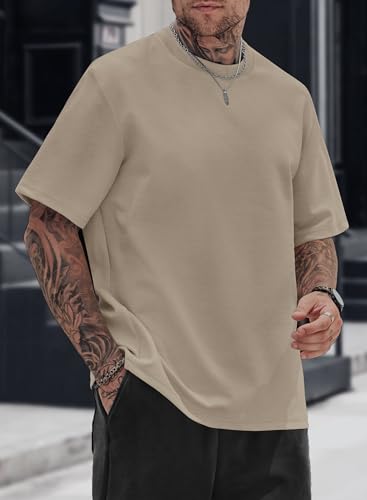 Image of Herberton Mens Oversized T-Shirts Heavyweight Cotton Stretch Fashion Thick Tee Tops (S-3XL)