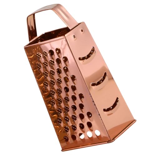 DECHOUS Rallador de Acero Inoxidable Multifuncional para Cocina Cortador de Verduras y Frutas Mango Rosa Dorado Rallador de Queso de 4 Lados Utensilio Práctico para Hogar y Camping