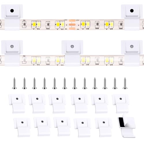 TENDIST 100 Pcs Outdoor LED Strip Light Mounting Clips Self Adhesive with Screws Mounting Holder, Cable Wires Organizer for 8mm to 10mm Width Rope Light Indoor Room and Outdoor